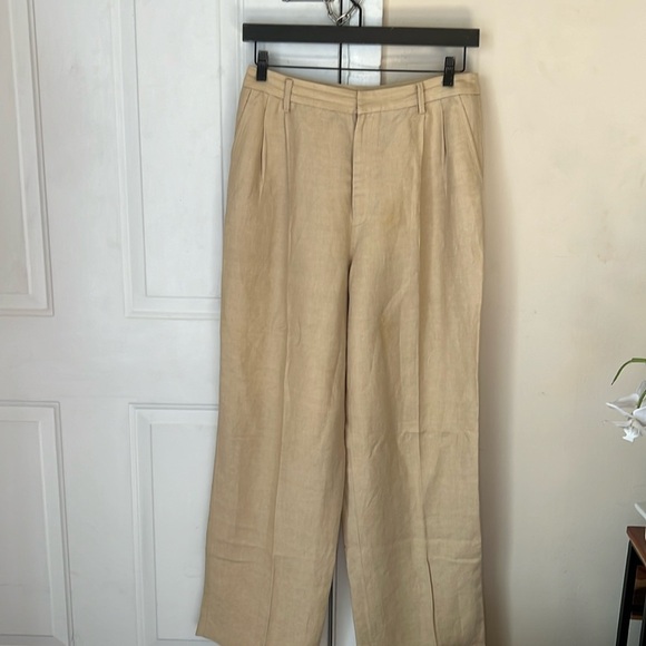 Ellen Tracy Linen Blend High Waist Pleated Straight Leg Trouser Pants Size 10 - Picture 1 of 11